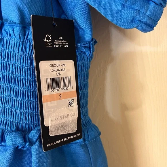 Karl Lagerfeld NWT Women’s tie- neck smock waist dress size 2 - Picture 10 of 15